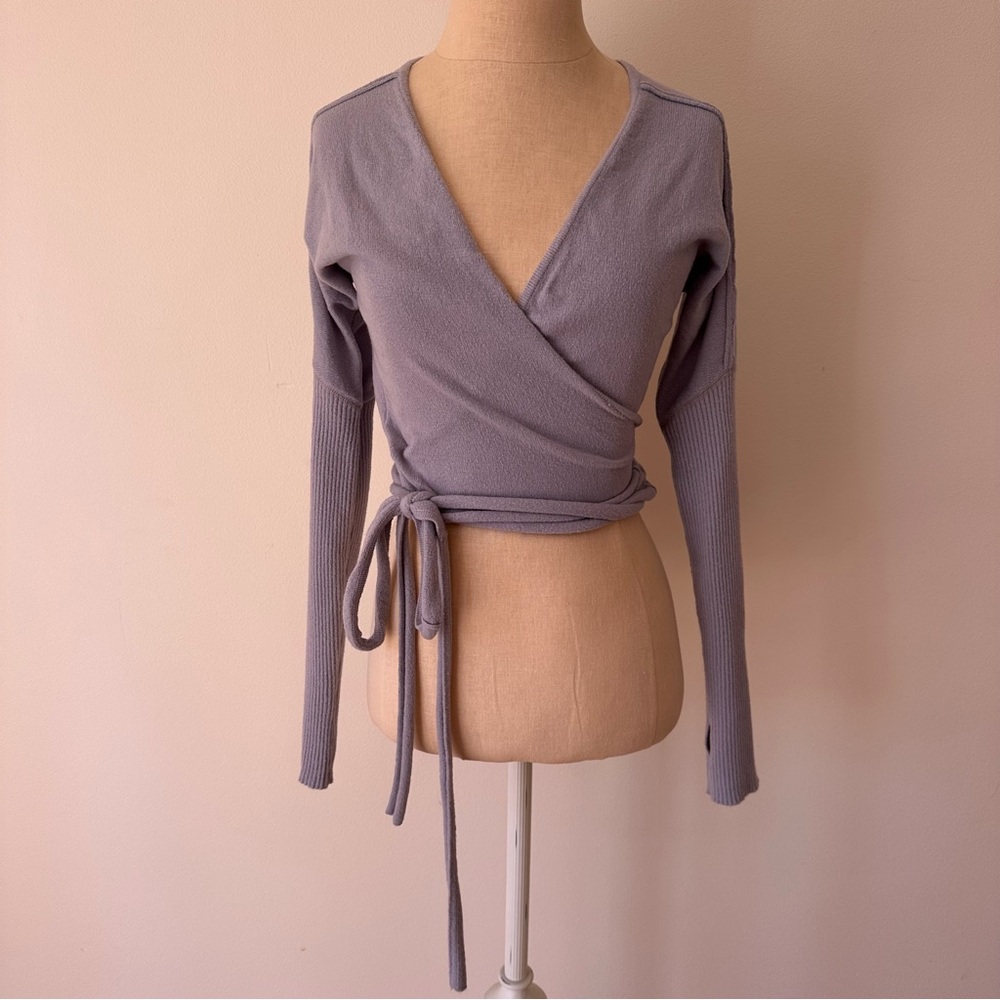 FREE PEOPLE Soft Knit Cropped Ballet Wrap Sweater